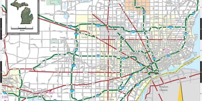 ನಕ್ಷೆ ಡೆಟ್ರಾಯಿಟ್ Michigan